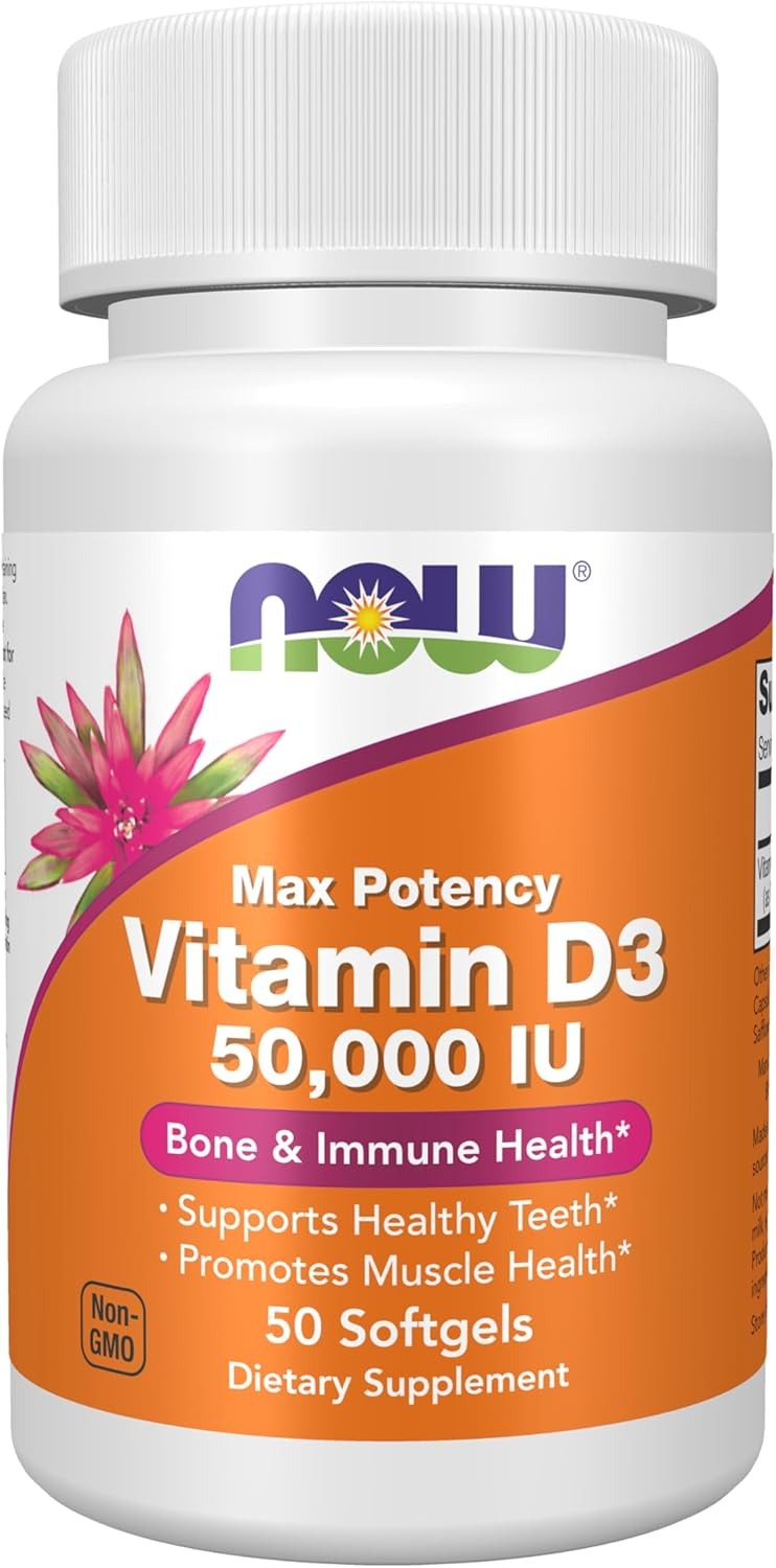 NOW Foods Supplements Vitamin D-3 50,000 IU Softgels 50 softgels
