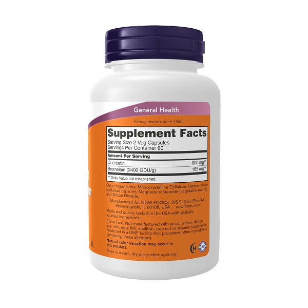 NOW Foods Supplements Quercetin with Bromelain Balanced Immune System* 120 Veg Capsules thumbnail 2