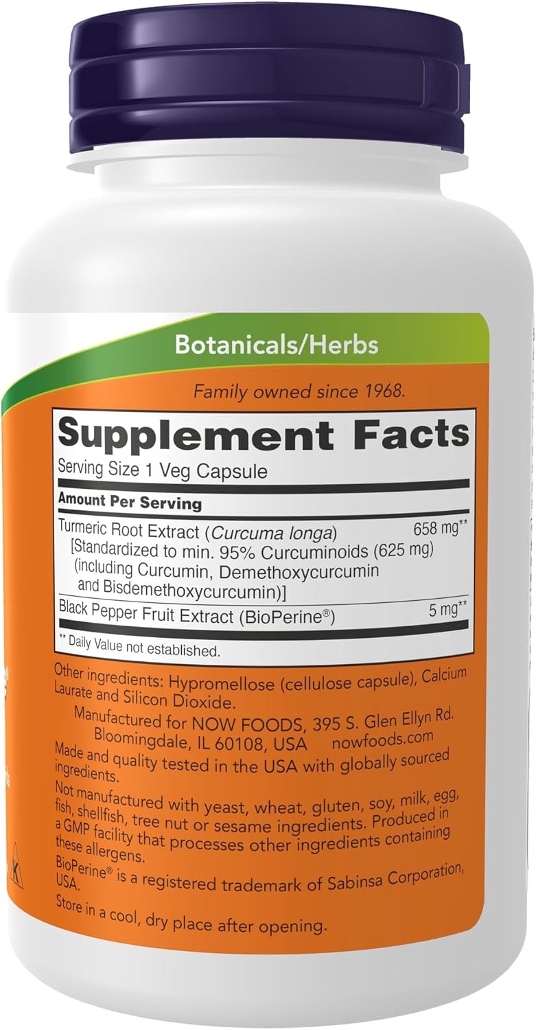Now Supplements Turmeric Curcumin with BioPerine Immune System Support Standardized to 95% Curcuminoids Enhanced Absorption 90 Veg Capsules thumbnail 2