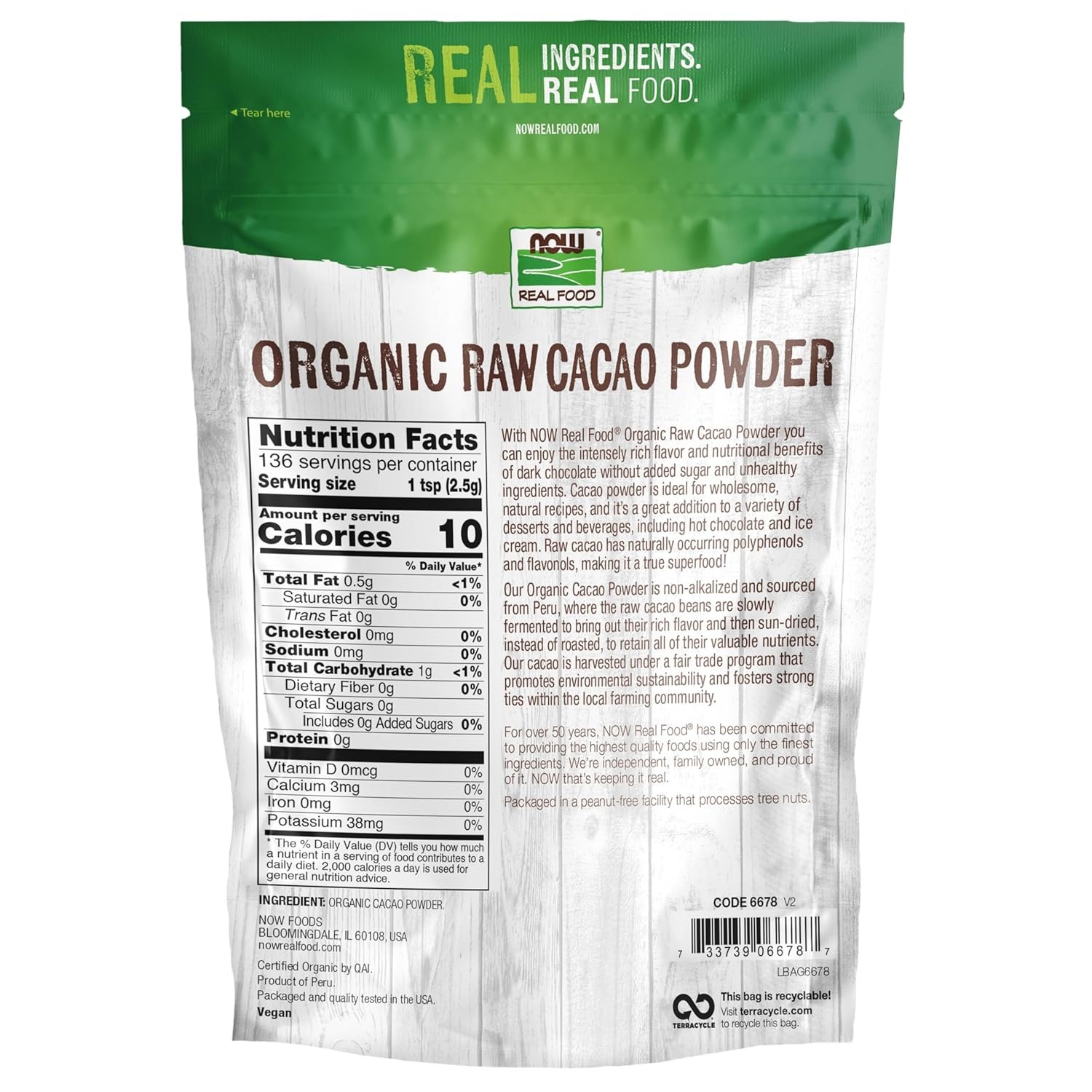 NOW Foods Raw Cacao Powder with Polyphenols and Flavonols 12-Ounce (Packaging May Vary) thumbnail 2