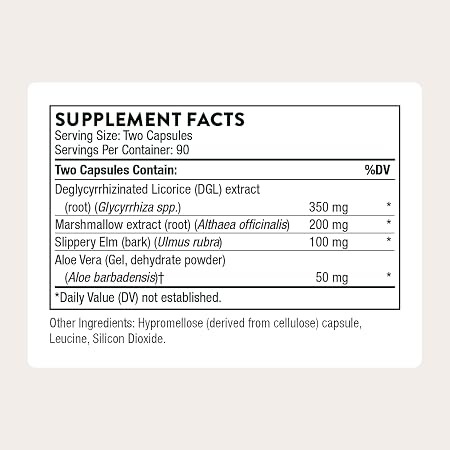 THORNE GI Relief DGL Slippery Elm Marshmallow Root & Aloe 180 Capsules in Pakistan thumbnail 3