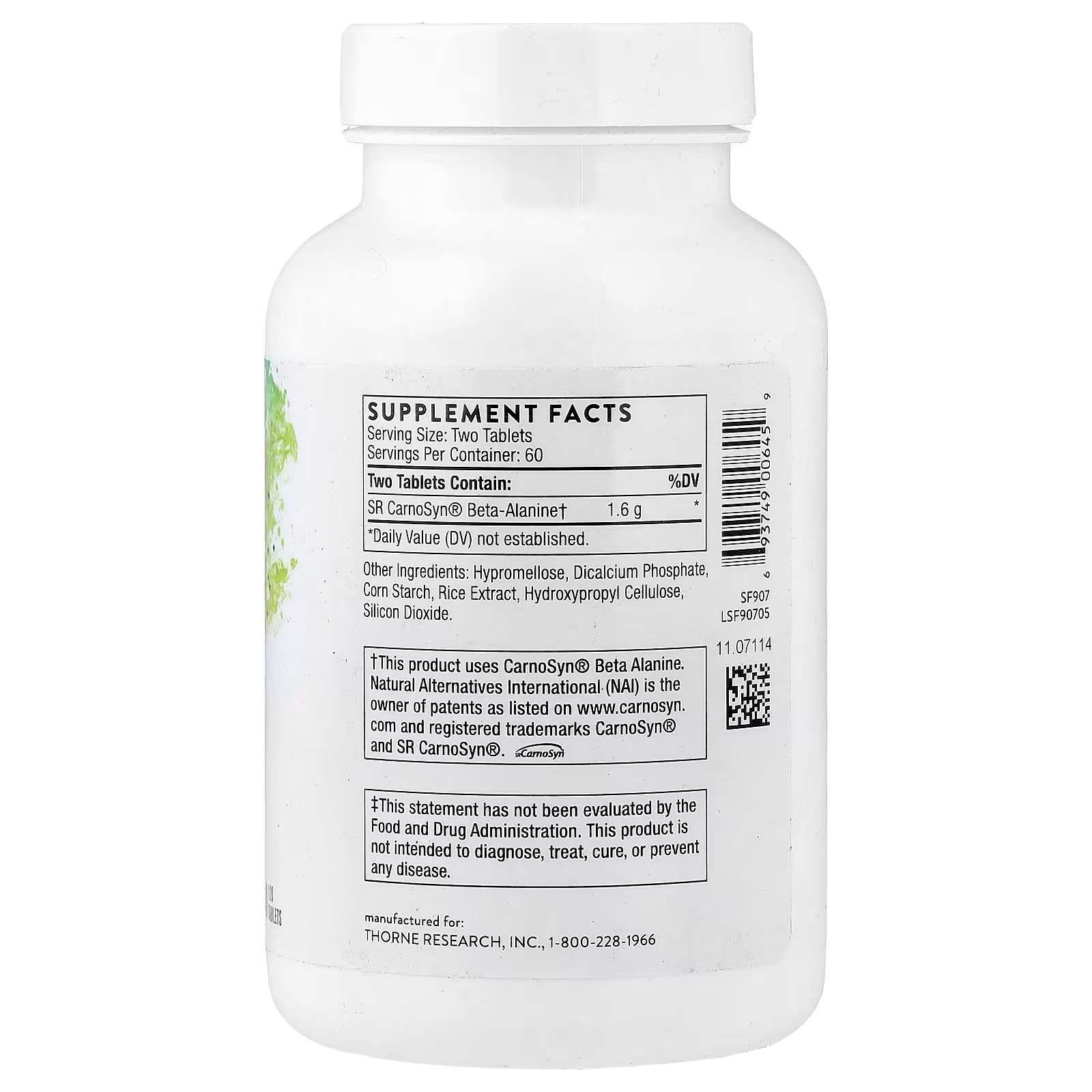 THORNE Beta Alanine-SR Sustained Release Beta-Alanine 120 Tablets in Pakistan thumbnail 2