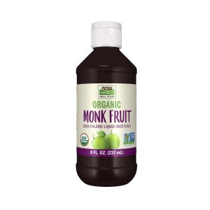 NOW Foods Certified Organic Monk Fruit Liquid Zero-Calorie Liquid Sweetener Non-GMO Low Glycemic Impact 8-Ounce