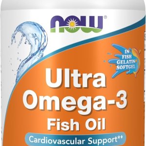 NOW Foods Supplements Ultra Omega-3, 500 EPA and 250 DHA Cardiovascular Support 180-Fish Gelatin Softgels