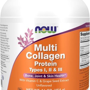 Now Foods Multi Collagen Protein Bone Joint and Skin Health With Vitamin C &amp; Grape Seed Extract Flavored 16 oz (454 g)