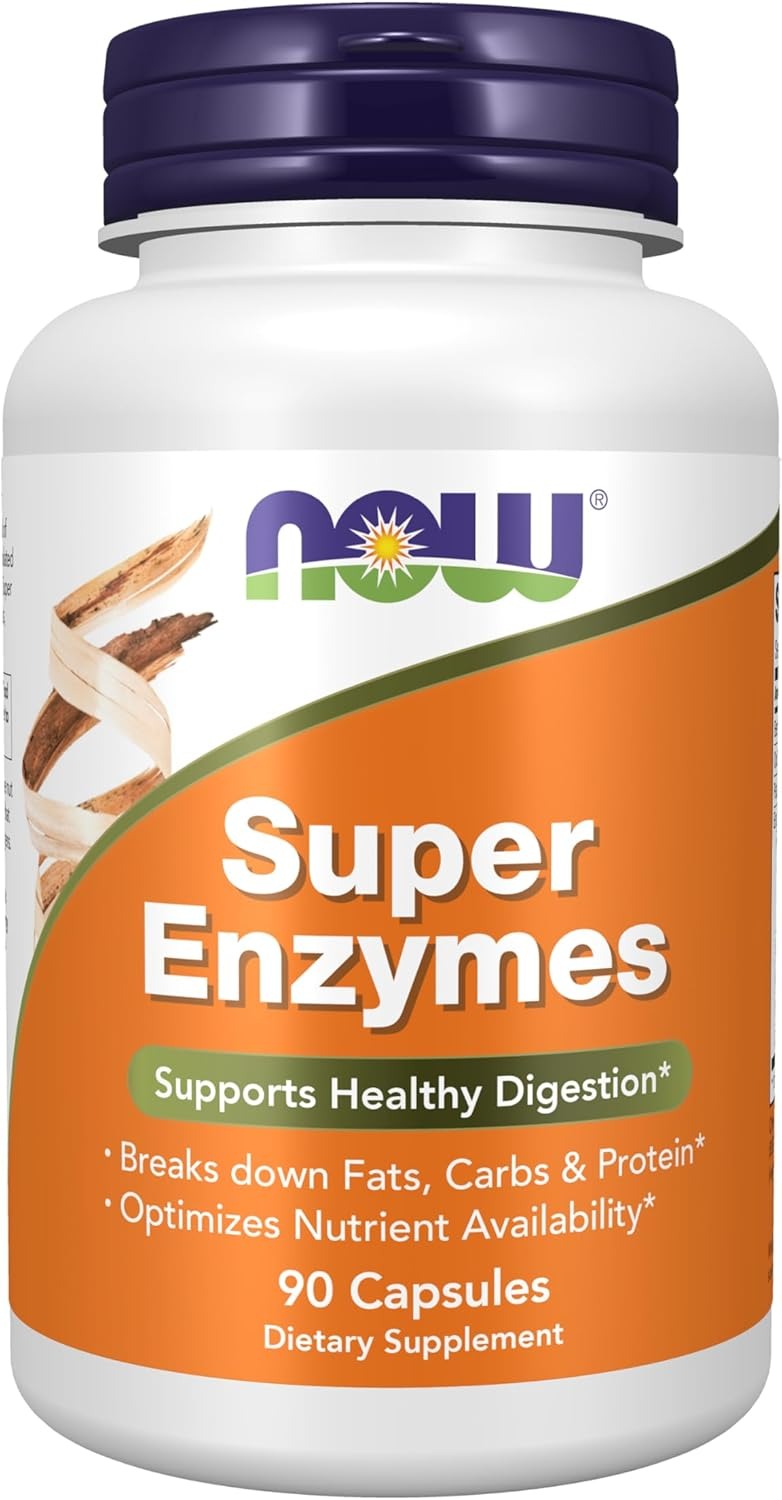 NOW Foods Supplements Super Enzymes Formulated with Bromelain Ox Bile Pancreatin and Papain 180 Capsules