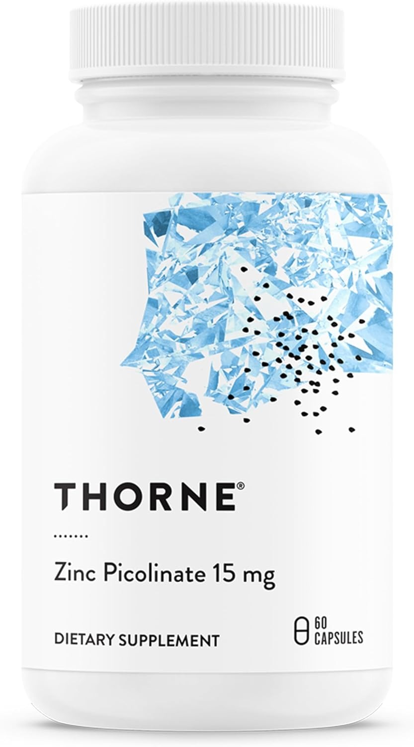 THORNE Zinc Picolinate 15 mg Highly Absorbable ZinTHORNE Zinc Picolinate 15 mg Highly Absorbable Zinc 60 Capsules Supports Immune System Eye Skin Nerve & Reproductive Healthc 60 Capsules Supports Immune System Eye Skin Nerve & Reproductive Health