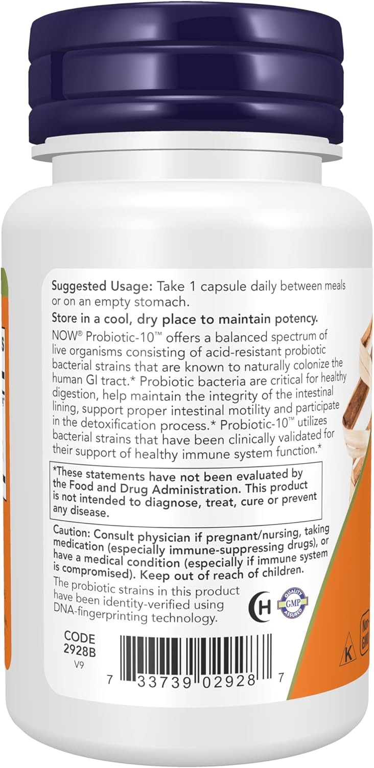 NOW Foods Supplements Probiotic-10 50 Billion with 10 Probiotic Strains Strain Verified 50 Veg Capsules thumbnail 2
