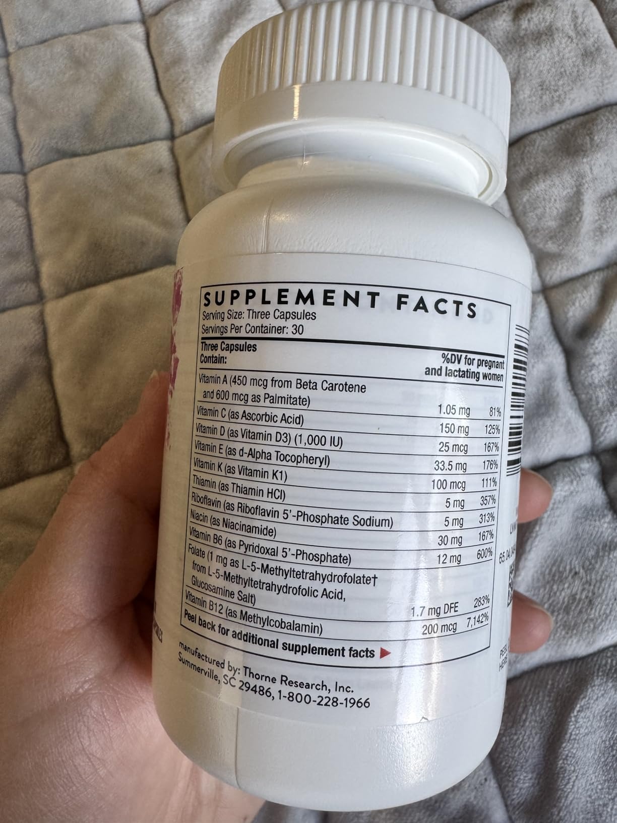 THORNE Basic Prenatal Includes Active Folate Choline & Iron 90 Capsules in Pakistan thumbnail 2