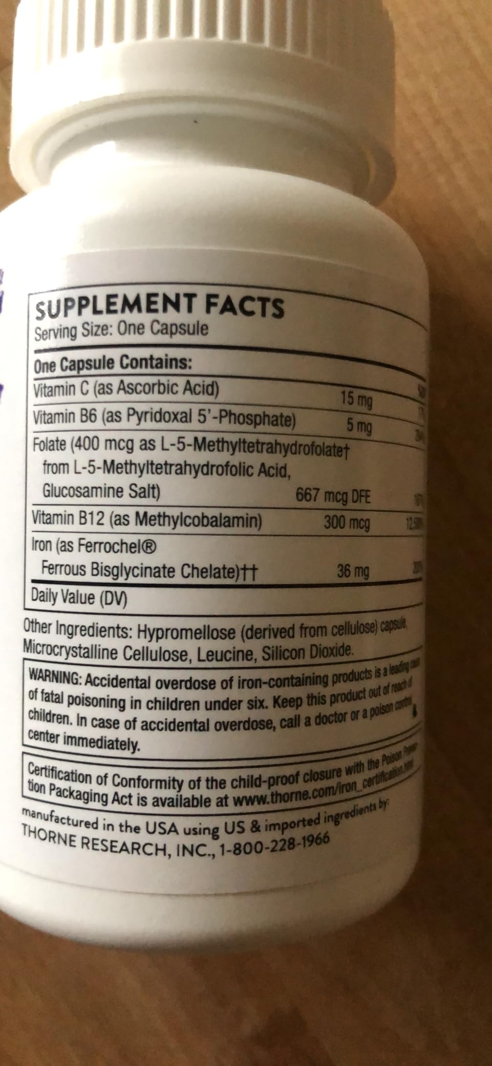 THORNE Advanced Iron Complex Chelated Iron Supplement 60 Capsules in Pakistan thumbnail 2