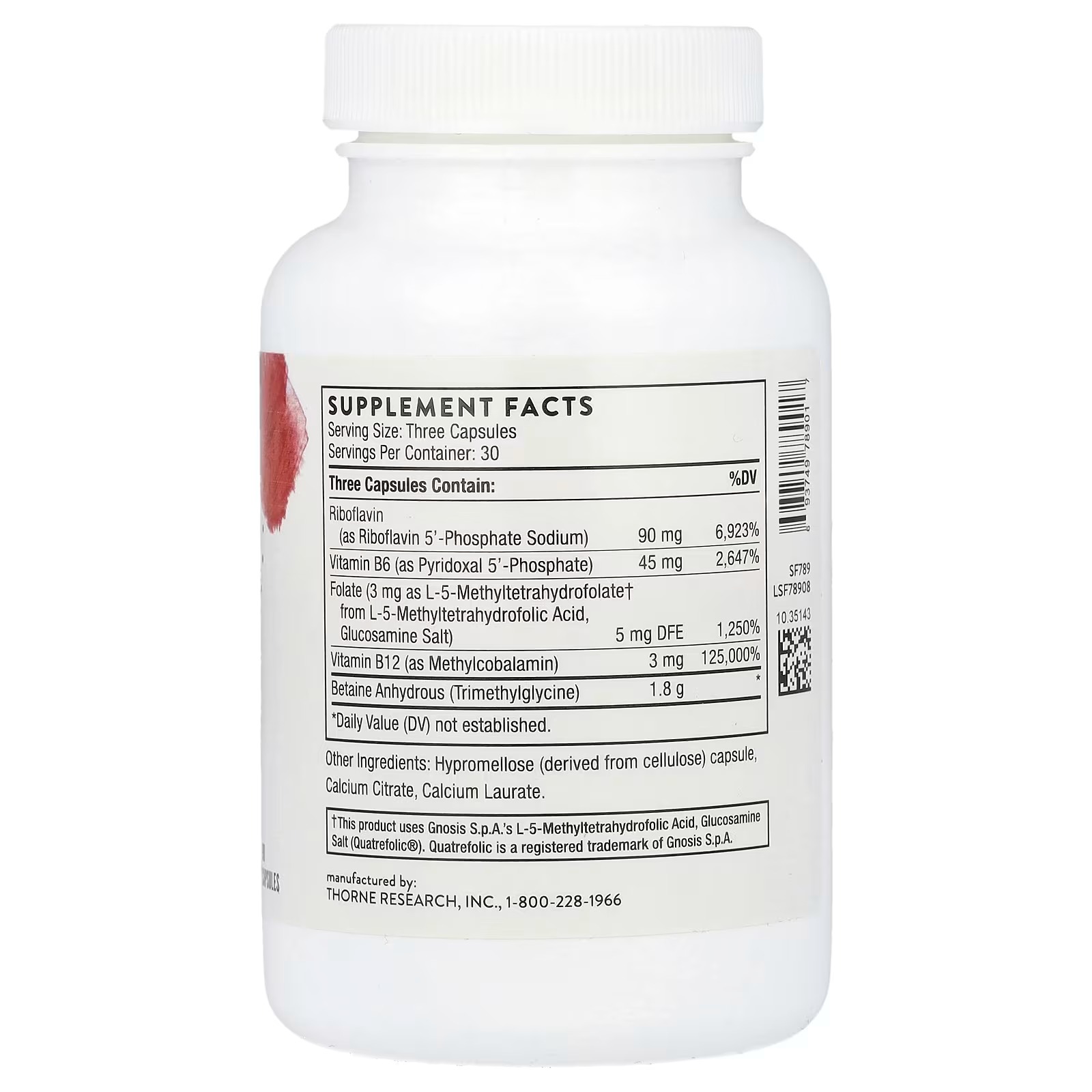 THORNE Methyl-Guard Plus Active Folate Vitamins B2 B6 & B12 90 Capsules in Pakistan thumbnail 3