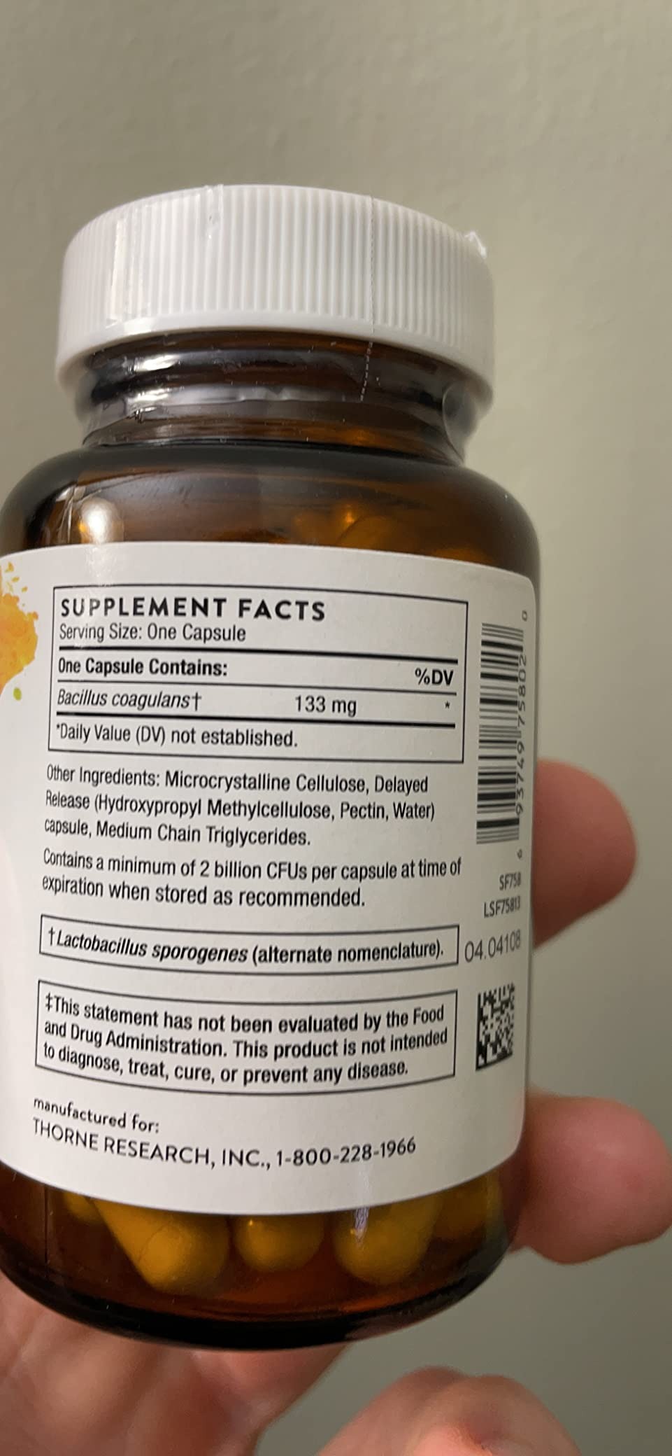 THORNE Bacillus Coagulans Shelf-Stable Vegan Probiotic 60 Capsules in Pakistana thumbnail 2