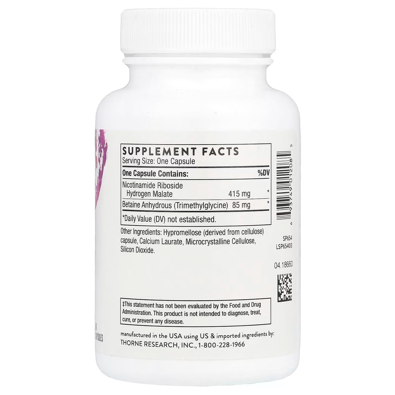 THORNE NiaCel 400 Nicotinamide Riboside & Betaine 60 Capsules in Pakistan thumbnail 2
