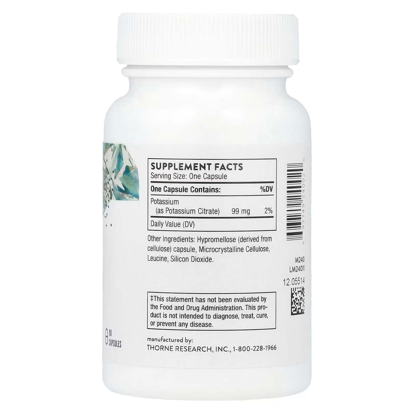 THORNE Potassium Citrate Essential Electrolyte Supplement for Muscle 90 Capsules thumbnail 2