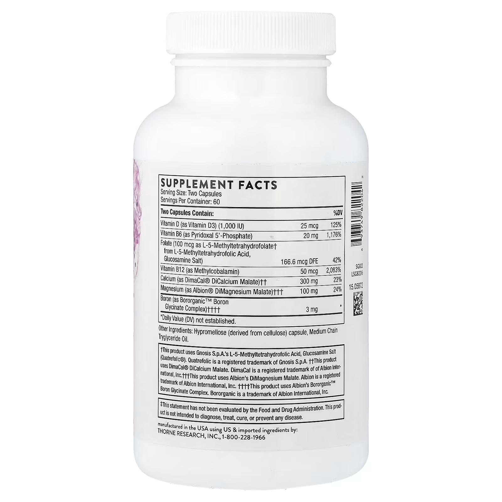 THORNE Advanced Bone Support Calcium Magnesium & Vitamin D3 120 Capsules in Pakistan thumbnail 2