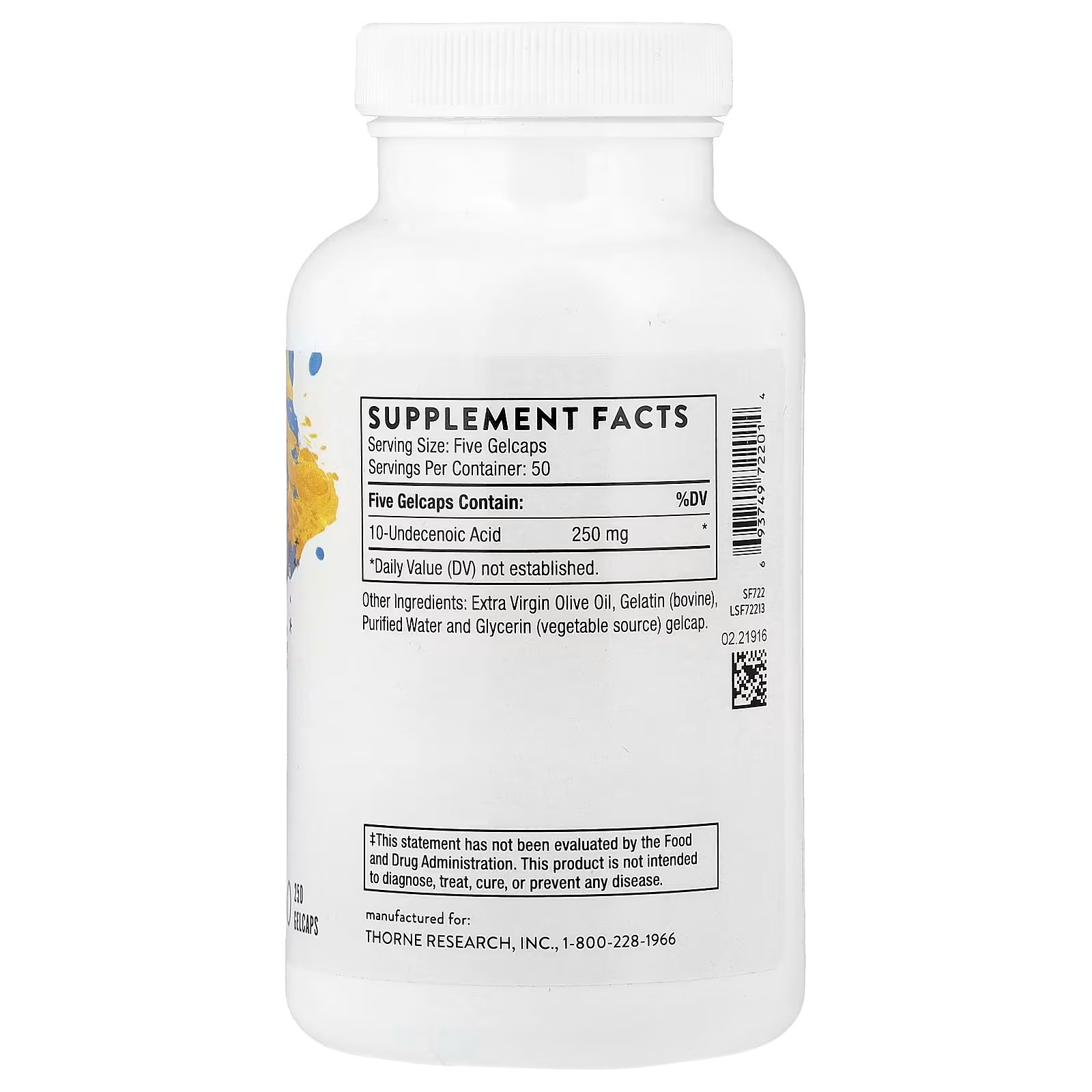 THORNE Undecylenic Acid Fatty Acid Support Gut & Vaginal Flora 250 Gelcaps in Pakistan thumbnail 2