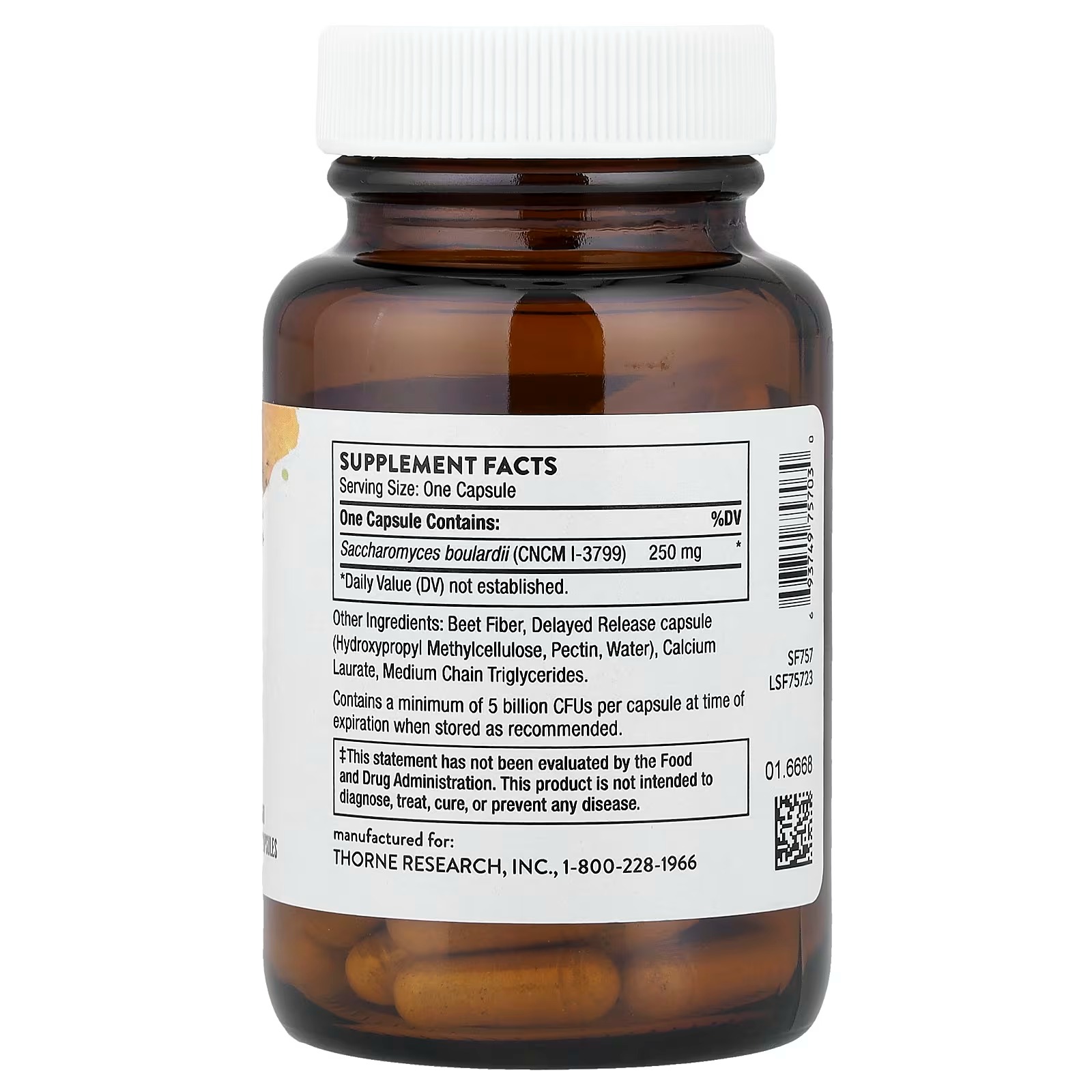 THORNE Sacro-B Saccharomyces boulardii Shelf Stable Probiotic 60 Capsules in Pakistan thumbnail 2
