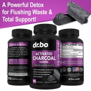 Dr.Bo Activated Charcoal 1200 Mg  Organic Coconut Charcoal Pills  90 Capsules